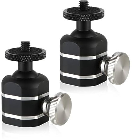Universal Mini Ball Head Tripod Camera Screw Mount, Connect Holders and Devices, 1/4-20 Thread, 360 Rotatable, 90 Tiltable, Loads to 10lbs, Silver, 1pcs