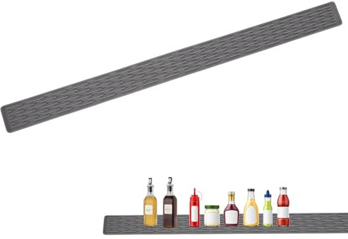 AYNKH Sink Drainer Mat Ultra-Thin Narrow Extended Drainage Mat, Anti-Slip Silicone Drying Mat Sink Splash Guard Draining Mat 70x5cm for Kitchen, Bathroom, Light Grey