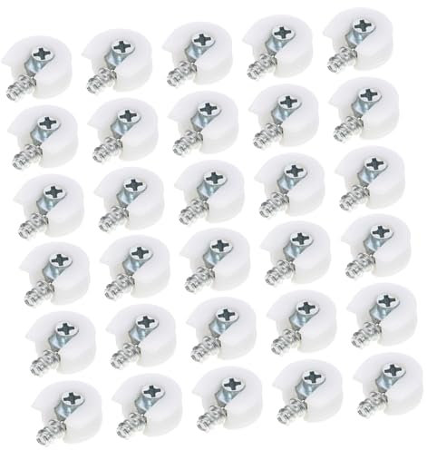 LIGIGWASH 30 Pièces goupilles de séparation de meubles monté serrures à came support d'étagère Étagère support connecteur de support d'armoire goupille de connexion de meubles ABS blanche