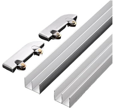 5mm Aluminum Glass Sliding Door Track - Dual Channel Kit for Display Cabinets, Showcases - Smooth Gliding & Easy Install​(Silver,300cm/118in)