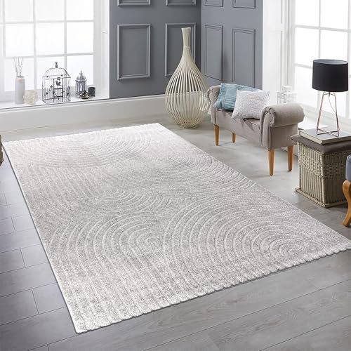 Teppich-Traum Teppich Hoch-Tief-Effekt Bogenmuster Grau 140x200 cm