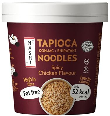 Nashi Tapioca Konjac Shirataki Pot Noodles Spicy Chicken Flavour (6 x 150g) | Vegan, Low Calorie 52kcal, Gluten-Free | High Fibre, Fat-Free, Plant-Based Ready Meal, Healthy Lunch Option