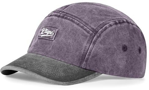 CLAPE Casquette de Baseball à Bord Court Casquette 5 Panneaux Denim Coton Chapeau Bord Plat Anti UV Purple CLSB05