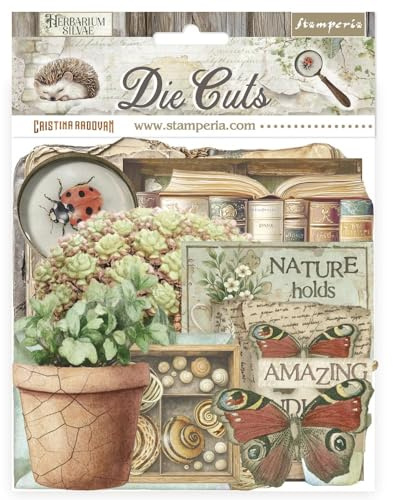 Stamperia - Die Cuts for Scrapbooks, Albums, Cards, Bullet Journals and More, Laser Cut Cardboard Shapes, Easy to Glue, Perfect for Hobbies, Crafts, and Gifting (Herbarium Silvae) (Assorted)