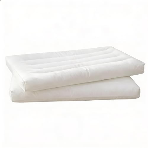 Dovishire Ultra Thin Flat Pillow for Adults, 2cm Low Loft Slim Pillow, Soft Cotton Breathable Neck Support for Back & Stomach Sleepers, Lightweight Sleeping Pillow (White)