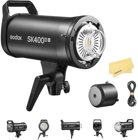 GODOX SK400III-V SK400IIIV 400Ws professionell studio-strobo-ficklampa, GN65 0,1-1,5s återvinningstid, 2,4G X-system, 1/32-1/1 effektintervall, Bowens-montering med 10 W LED-modellering (Godox