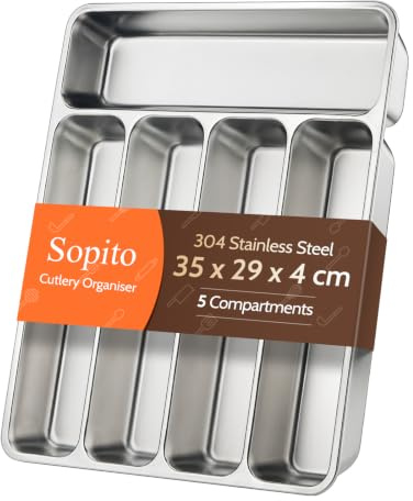 Sopito Cubertero Cajón Acero Inoxidable 304 5 Compartimentos Lavavajillas