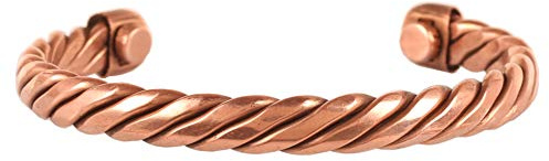Touchstone Bracelet magnétique en cuivre de style tibétain. Forgé à la main avec du cuivre pur solide et de haute qualité. Aspect corde torsadée.