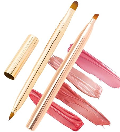 Pennelli Make Up,1PCS Pennello per Trucco a Doppio Pennello Retraibile a Doppia Testa/Correttore,1PCS Una Singola Spazzola per Eyeliner/Pennello per Sopracciglia(oro)