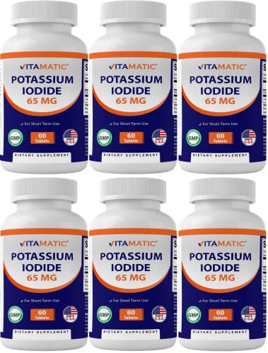 Vitamatic Potassium Iodide 65 mg per Serving – 60 Tablets (Pack of 6) Thyroid Support – 360 Tablets Total