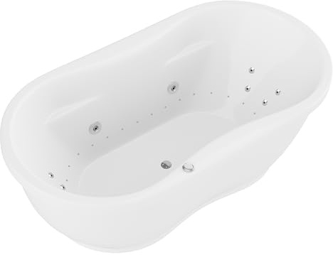 ANZZI Freestanding Tub 36 x 71, Whirlpool and Air Bath Tub in White, Aromatherapy, Whirpool Jetted, 6 ft., Lori Series (FT-AZ102)