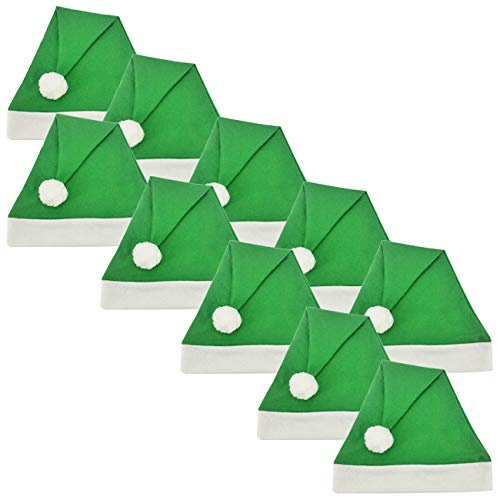 Ciffre Set di 10 pezzi Cappello di Natale Cappello di Babbo Natale Cappelli invernali Santa Christmas Verde M1