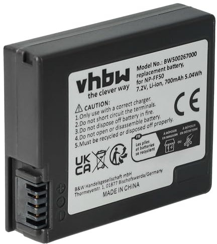 vhbw Batterie Remplacement pour Sony NP-FF51, NP-FF50 pour caméra vidéo caméscope (700mAh, 7,2V, Li-ION)