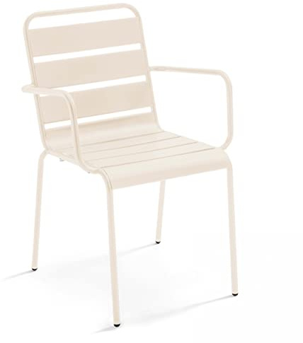Oviala Fauteuil en métal Ivoire - Palavas