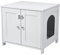 The Fellie Cat Litter Box Enclosure, Wooden Cabinet Litter Tray, Hidden Litter Box Furniture with Double Doors & Ventilation Holes, Spacious Storage, Indoor Cat House, End Table, L60*W51*H53cm, White