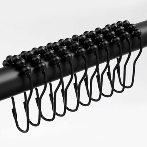 Haken Für Duschvorhang Metall 12 Stück Duschvorhang Haken Edelstahl Duschvorhangringe Edelstahl Rostfrei Duschvorhang Aufhängeringe Mit Gleitsystem Ringe Für Duschvorhang Edelstahl (Schwarz)