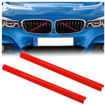 JNNJ 2 Pièces Grilles De Bandes D'insert Garniture, Inserts De Calandre Avant, Grilles Radiateur Bandes Garniture, Garniture Décoration De La Calandre Avant Voiture, Voiture Accessoires(Rouge)