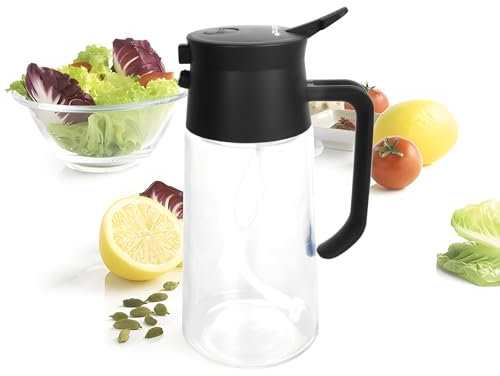 Spray et verseur à huile 2 en 1-500 ml - Pour huile alimentaire, bec verseur et pulvérisateur - Spray à huile, distributeur de vinaigre, pour la cuisson, la pâtisserie, le barbecue et la salade
