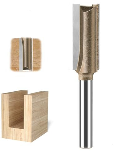 WSOOX Pro Tungsten Carbide Straight Router Bit with 1/4 Inch Shank 12mm Cut Diameter and 30mm Cut Length