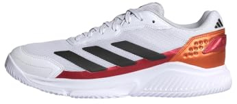 adidas Uomo Courtquick Mens Padel Shoes, Ftwr White/Core Black/Lucid Orange, 46 EU