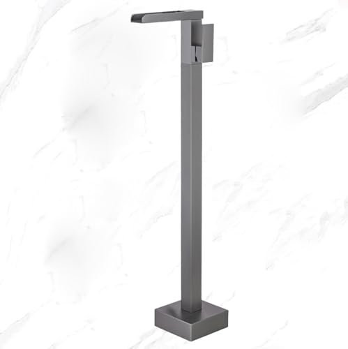 DGYIKRHS Grifo Mezclador de Ducha para baño, Grifo de pie para bañera, Grifo de Cascada para Suelo, Grifo Monomando para bañera Independiente, Grifo Mezclador de baño de pie, Gris