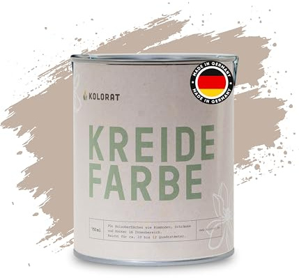 Kolorat® Kreidefarbe für Möbel Braun – 750 ml Holzfarbe – Haselduft Nr. 107, matter Lack für Möbel innen – Hochdeckend & umweltfreundlich – DIN EN 71-3 geprüft – Made in Germany