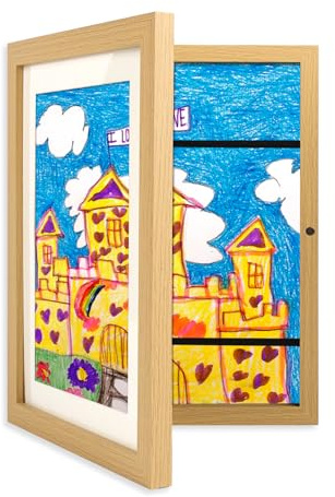 Cornice per Arte dei Bambini con Apertura Frontale A4, Cornice per Appendere Opere d'Arte dei Bambini, Visualizza Foto in Ritratto o Paesaggio, Cornice per Visualizzare e Conservare Opere d'Arte per