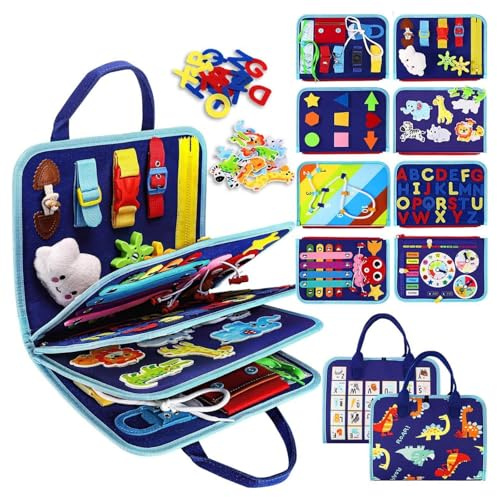 Busy Board Juguete Libro Montessori Interactivo, Juguete de Motricidad, Juegos Educativo Bebé, Tablero Sensorial Montessori, Motricidad Fina Regalo, Maletin Paneles Sensoriales para Niños 3 - 6 Años