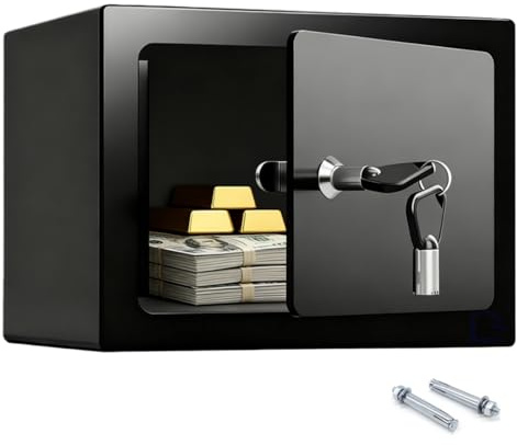 Steel Construction Money 4.6L Small Safe Box for Home, Safe Lock Box wite Keys, Safe Home Office Money Jewelry and valuable items Safety Box, Ideal for Office, Home, and Hotel Use