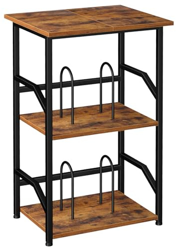 LOAKEKEL Record Player Stand, Vinyl Record Storage with Extra-Large Desktop