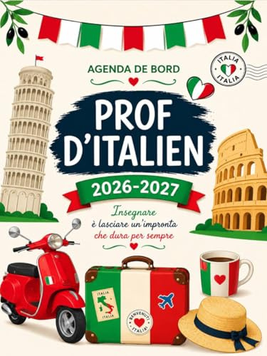 Agenda de bord Enseignant 2026/2027: Planificateur Scolaire pour Les enseignants Italien, 1 Semaine sur 2 Pages, 1 mois sur 2 Pages, format A4