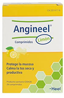 Heel - Angineel Limón, con Extracto Raíz de Regaliz, Malva Silvestre, Plantago, Viola y Goma Karaya, Calma la Irritación de Garganta y la Tos Seca y Productiva, Sabor Miel y Limón - 24 Comprimidos
