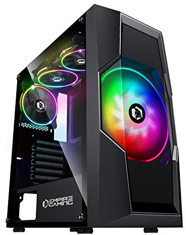 Empire Gaming - PC-Gamer-Gehäuse Onyx - ARGB Mittlerer Turm ATX, mATX, ITX - 4 adressierbare RGB-LED-Lüfter (1x200mm und 3x120mm) - Hartglas-Seitenwand