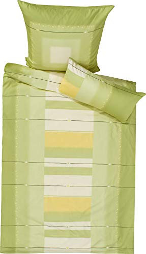 Erwin Müller Bettwäsche Edelflanell grün-gelb Größe 1x 135x200 cm + 1x 40x80 cm