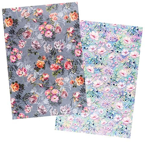 Idéer med hjärta 2 ark rispapper | ädelt decoupage-papper | DIN A4 | 2 olika mönster | vintage, jul och mycket mer. (Blommor 15)