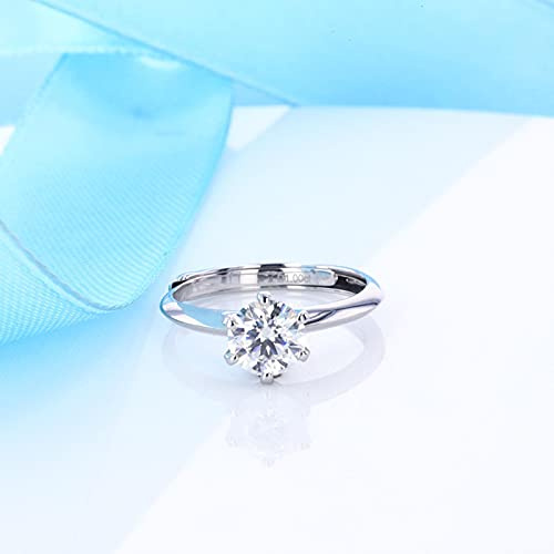 HCMA Anillos de compromiso de moissanita de color D de 0,5 ct-3 ct para mujer anillo de plata real ajustable joyería fina chapada en oro blanco de 18 quilates