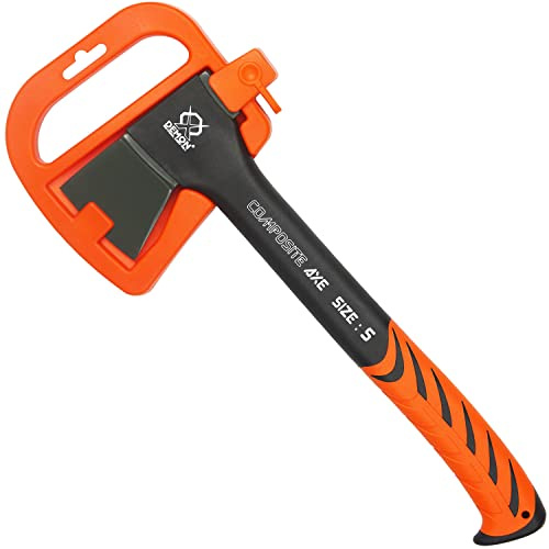 IMJ-Global - Ascia Spaccalegna Professionale Testa da 640g Grandezza 36,5 cm, Accetta Spaccalegna con Impugnatura THERMOPLASTIC Sagomata in Fibra di Vetro in Gomma Antiscivolo, Custodia Inclusa