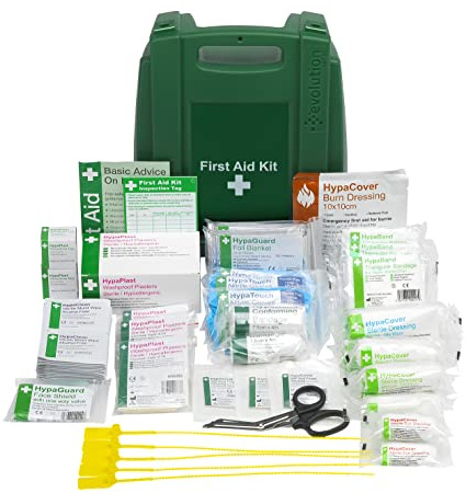 Safety First Aid Group Workplace First Aid Kit British Standard (Medium 25-100 Persons) Wall Mountable with Inspection Tags and Extra Plasters