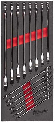 Milwaukee MAX BITE Ratchet Combination Spanner Foam Insert for 30 Inch Workshop Trolley 15 Pieces
