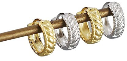 XYFCJK Klobige Huggie-Ohrringe Für Frauen – S925, Verdrehtes Seil, Hypoallergen, Modische Creolen, Leichter Charm-Schmuck, Geburtstagsgeschenk Für Mädchen Zum Schulanfang, 2 Paar, Einheitsgröße