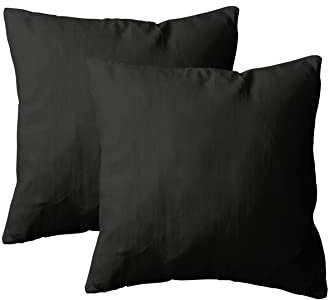 Amolavet Kopfkissenbezug 80x80 2er Set Schwarz - Kissenbezug 80x80 mit Hotelverschluss aus Gebürstetem Mikrofaser