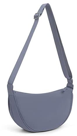 DKIIL NOIYB Crescent Bag for Women Men, Nylon Crescent Bags Hobos Crossbody Bag Portable Crescent Purse with Adjustable Strap Solid Color Chest Bag Shoulder Bag Fanny Packs, A06-lake Blue, 31cm