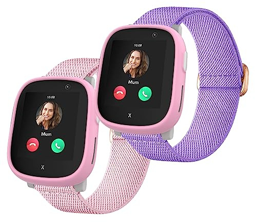 Polyjoy Barnarmband i nylon kompatibla med Xplora X6-armband, mjuka, stretchiga, för flickor, pojkar, ersättningsband för Xplora X6 Play, 2 stycken, Ingen ädelsten