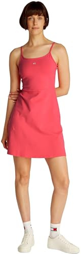 Tommy Jeans Vestido Mujer Essential Strap Flare con Tirantes Estrechos, Rojo (Amour), XS