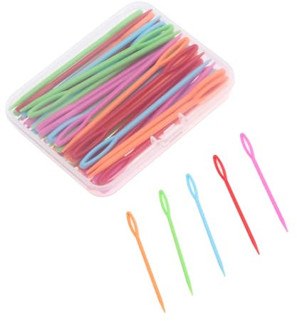 50 Stück Garnnadel Set, Kunststoff Nähnadeln, Großem Öhr Garnnadeln für Kinder zum Selbermachen, Kunsthandwerk, Nähen Handwerk