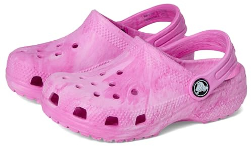 Crocs Unisex-Child Classic Marbled Clogs, Pink Swirl, 9 Toddler