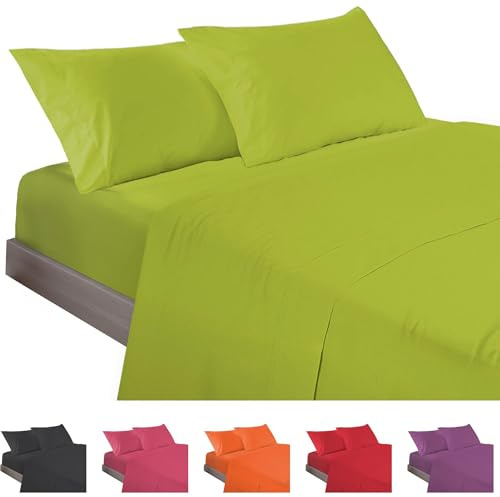 ECOMMERC3 Juego de Sábanas Cama 180 4 Piezas extrasuave | Pistacho | Algodón-poliéster: 50% algodón, 50% poliéster - incluye 2 fundas - lavable a máquina - antiarrugas - Calidad española