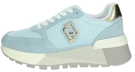 LIU. JO Sneakers Donna Celeste con Logo LG Laterale Dorato