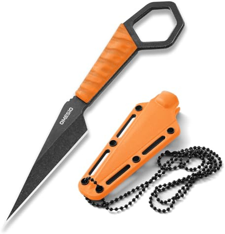 Omesio S-FC05 Couteau Neck Knife, longueur de lame 6,8 cm, acier 5CR13MOV, couteau EDC Outdoor avec manche ABS Collier Camping pour la randonnée