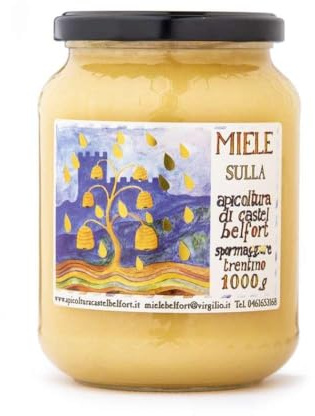 Apicoltura Castel Belfort - Miele di Sulla 100% Italiano, Lavorato a Freddo, Miele Naturale Artigianale, Ideale per Merende, Formaggi e Dolci, 1 kg